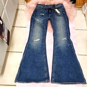 VINTAGE VICTORIA'S SECRET LONDON JEANS FLARE DISTRESSED DENIM JEANS-0